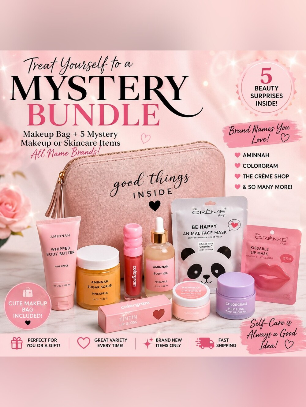 💄 Mystery Makeup & Skincare Bundle | Makeup Bag + 5 Brand Name Beauty Surprises